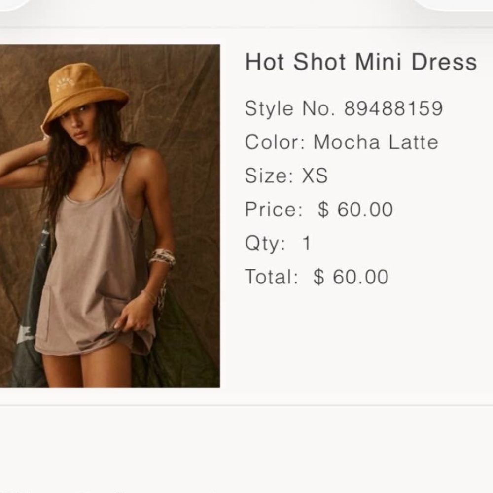 Free People Hot Shot Mini Dress in Mocha Latte XS